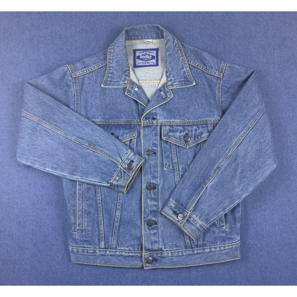Vintage Hard Rock Cafe Fort Lauderdale Denim Jacket Embroidered Guitar